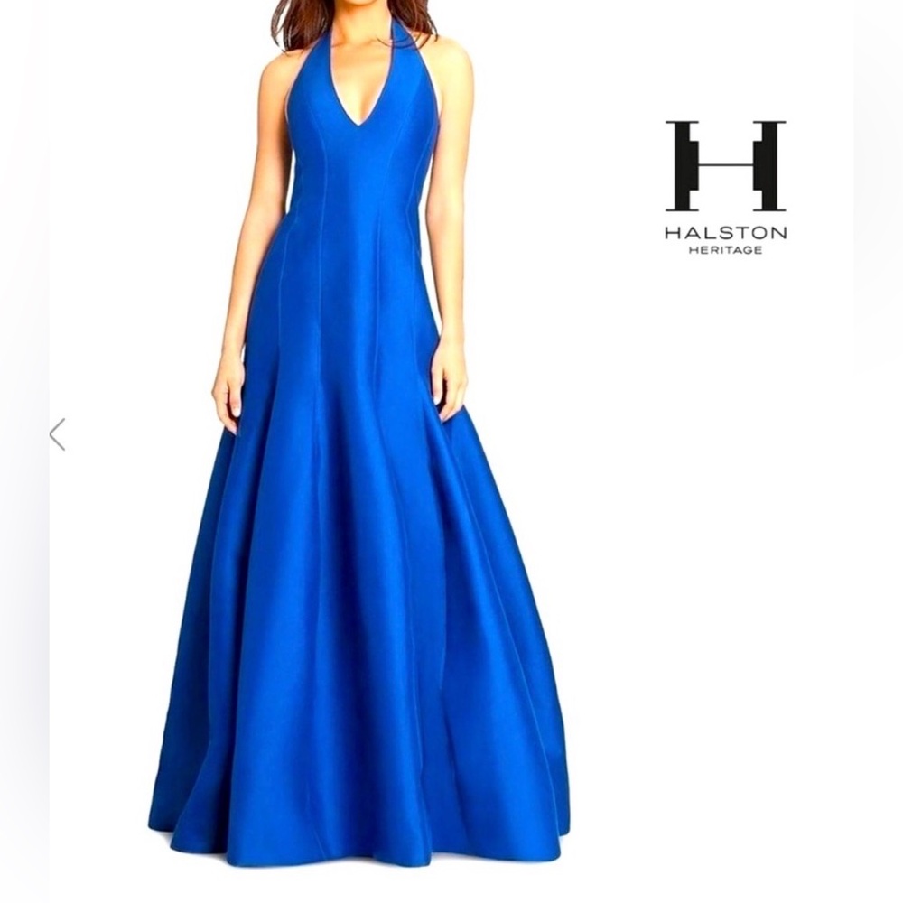 Halston Heritage Royal Blue Maxi Dress